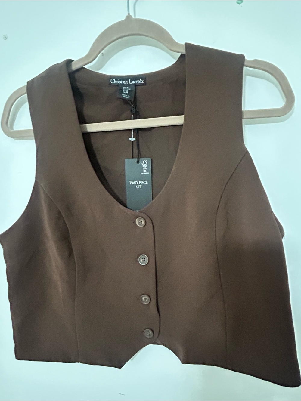 Christian Lacroix Chocolate Brown Sleeveless Button Vest